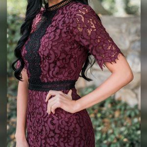NWT Rachel Parcell Burgundy Lace Sheath Dress